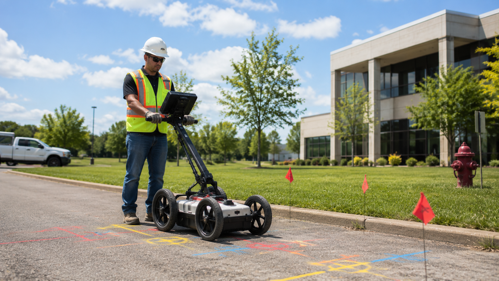 Ground penetrating radar scanning before underground utility work
