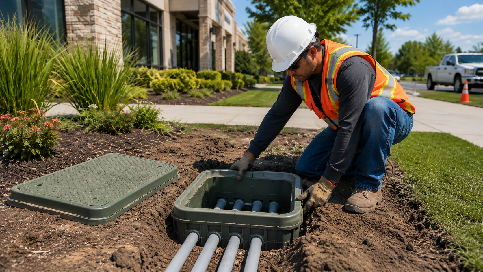 Handhole and pull box installation for underground conduit